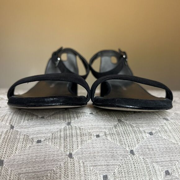 Stuart Weitzman Nudist June Black Suede Low Block Heel Ankle Strap Sandal US 5.5 - Picture 10 of 16